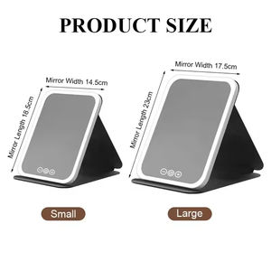 Miroir de maquillage portable pliable avec éclairage rechargeable moderne à 3 couleurs de lumière, gradation progressive, éclairage tactile - Product Image 5