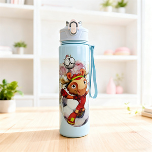 750ml Cartoon 2026 <strong>Football</strong> Plastic <strong>Water</strong> <strong>Bottle</strong> with Strap Kids' Back to School <strong>Water</strong> Cup with Straw - Product Image 4