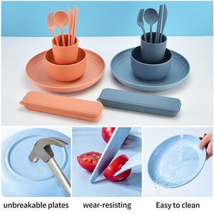 OEM/ODM offre spéciale réutilisable sans BPA biodégradable écologique en plastique paille de blé <span class=keywords><strong>vaisselle</strong></span> assiette bol tasse ensemble de <span class=keywords><strong>vaisselle</strong></span> - Product Image 5