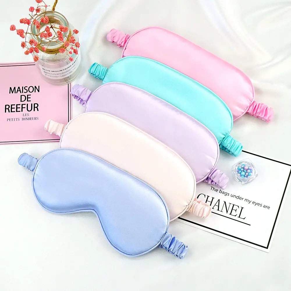 Yüksek kaliteli yumuşak uyku göz bandı rahatlatıcı göz kapağı maskesi özel ipek saten sleepmask