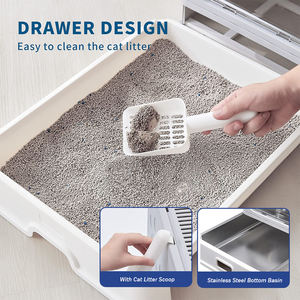 Bac à litière en acier inoxydable avec couvercle Bac à litière pliable fermé avec tiroir amovible Grand bac à litière en métal - Product Image 6