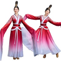 Jupes tutu unisexes pour adultes à manches longues en polyester, costume de danse fluide de style chinois Han-Tang, couleurs nationales, danse classique