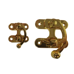 Wood Jewelry Box Gold Plated Zinc Alloy Antique Left Right Lock Buckle Hasp Latch Mini Horn Hook