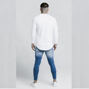 JL0901F, venta al por mayor, camisa blanca de manga larga, camisetas cuadradas en <span class=keywords><strong>blanco</strong></span> para hombre, camisetas de manga larga con cuello simulado para hombre - Product Image 3