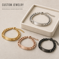 Bracelet personnalisé en acier inoxydable vierge avec nom, chaîne gourmette, fermoir mousqueton, pour couples, vente en gros, bijoux OEM ODM