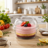 Boîte à gâteau miniature transparente jetable avec couvercle en dôme, empilable, en plastique PET, pour petits gâteaux éponge, sushis, personnalisable