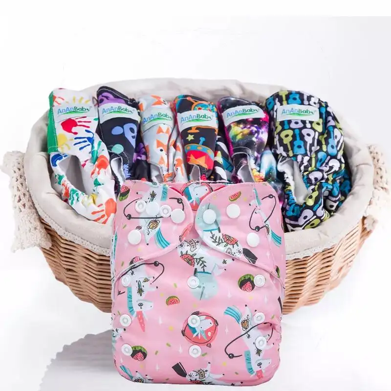 AnAnBaby Washable Reusable Cloth Diapers With Inserts Cloth Nappies Diaper Adjust Diapers For Boys and Girls