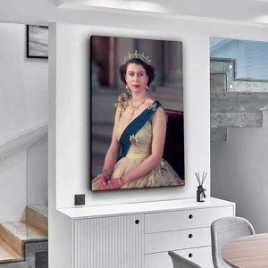 Art mural sur toile portrait royal de la reine Elizabeth II personnalisé monarque britannique décor à la maison impression sur toile arts de la reine Elizabeth II - Product Image 1