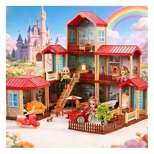 Casas de Juguete de Plástico para Niños con Muebles y Accesorios, Dormitorio, Cocina, Baño, Balcón, Juego de Imitación, Regalo para Niños de 5 a 7 Años - Product Image 1