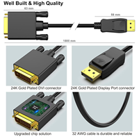 Câble DVI mâle-mâle de 1 m, 1,8 m, 3 m, adaptateur de connexion DP vers DVI, 1080p 3D pour HDTV, PC, projecteur
