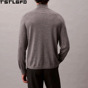Oem Odm Mock Neck Sweater Men Heavyweight Fine Knit Jumper Cropped Boxy Men'S <b>Hoodies</b> & Sweatshirts Clothing Manufacturers Bulk - Product Image 4