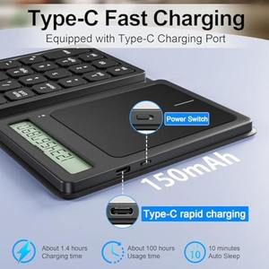 Portable Financial Accounting Foldable Bluetooth Wireless Numeric Keypad with Display Calculator & Touchpad - Product Image 5