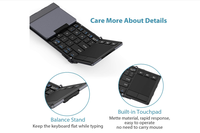 IClever BK08 Keyboard BT portabel, dengan Keyboard lipat Touchpad dengan dudukan untuk iPad, iPhone, Smartphone, Laptop, Tablet