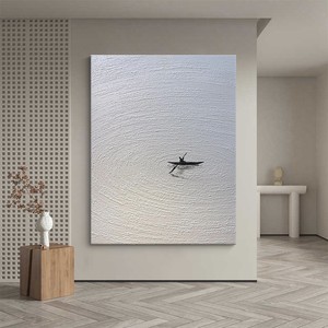 Abstract Oil <b>Painting</b> Small Boat Minimalist Texture Hand Painted <b>For</b> Living Room Entryway Hallway Decor - Product Image 1