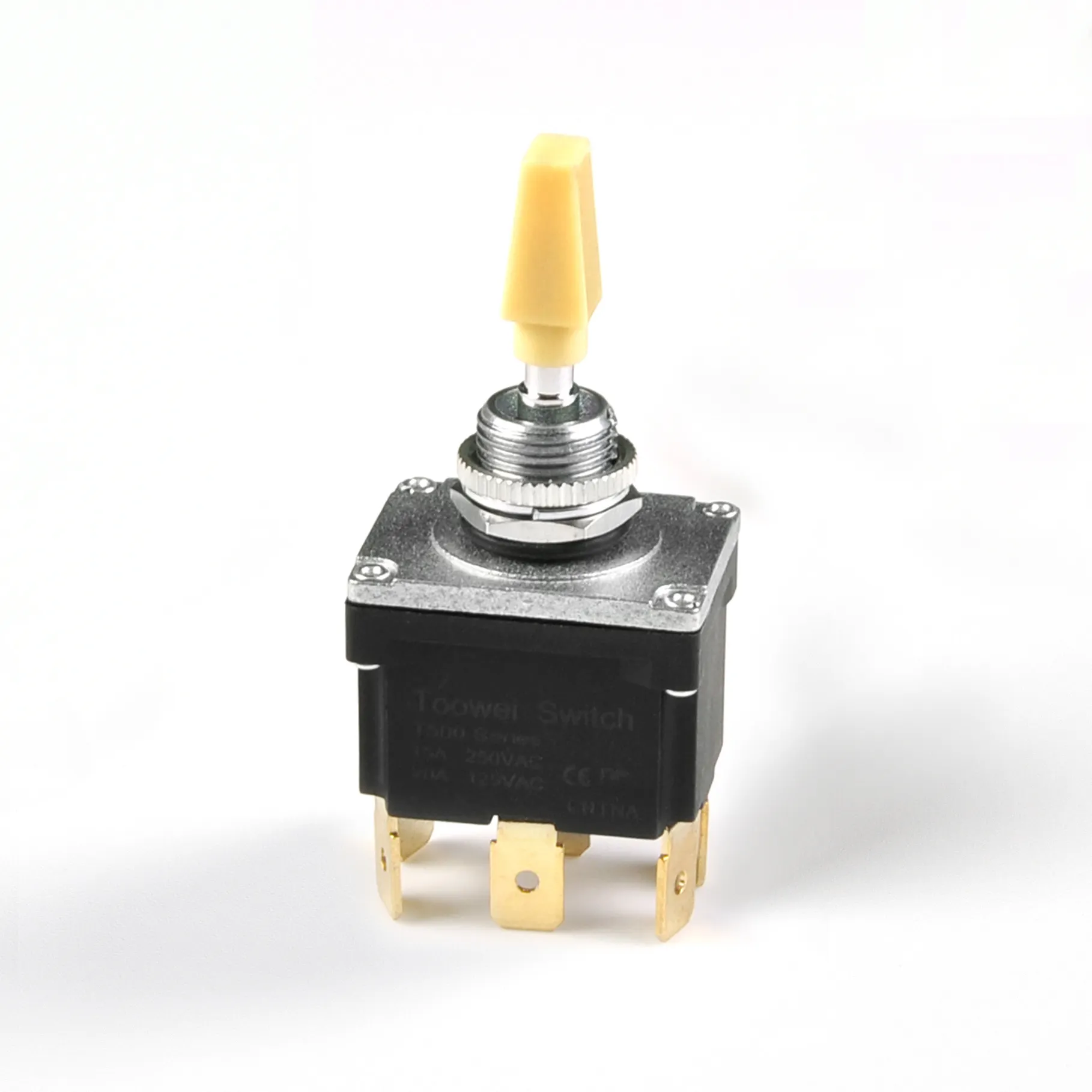 New product launch, double reset toggle Switch 6Pins (ON)-OFF-(ON) IP67 Waterproof DPDT 3 Way T502MTY with Yellow handle