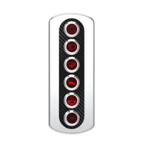 Interruptores de botón pulsador de acero inoxidable de 12V y 6 entradas con indicador rojo, Panel LED de fibra de carbono, certificado CE, corriente máxima de 15A y 25A