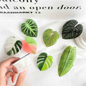 Support de téléphone portable pliable et portable en ABS flexible avec ventouse magnétique et anneau de maintien pour bureau, design feuille de plante - Product Image 2