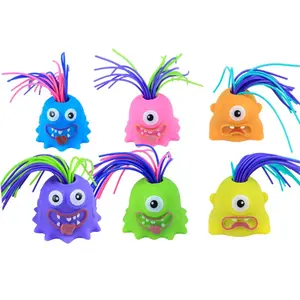 새로운 디자인 재미있는 구호 스트레스 당겨 머리 비명 장난감 다채로운 비명 괴물 이상한 아이들 교육 감압 장난감
