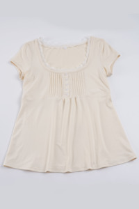 Solid Color Lace <b>Patchwork</b> <b>Top</b> with Button Front and A-line Flared Hem Sweet Style - Product Image 2