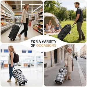 New High Quality Light Weight Foldable Two Wheel Trolley Shopping Cart <b>Cooler</b> Bag Zipper Closure PP Webbing Handle Polyester - Product Image 2