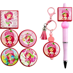 Perles en silicone lumineuses imprimées motif dessin animé Fille Strawberry Shortcake, accessoires DIY, perles lâches à trou droit <span class=keywords><strong>de</strong></span> 3 mm, motifs personnalisables - Product Image 1