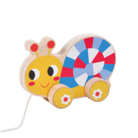 Juguete Montessori de madera con forma de caracol para caminar, juguete de arrastre de madera con forma de animal