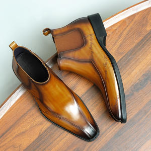 Botas de Tobillo para Hombre, Primavera-Otoño, Parte Superior de Cuero Genuino con Estampado de Leopardo, Suela de Goma, Impermeables, para Trabajo - Product Image 2