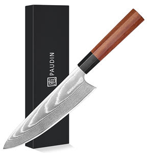 Cuchillo de Chef Premium de <span class=keywords><strong>8</strong></span> Pulgadas, 67 Capas de Acero Damasco Japonés, Cuchillo Damasco a Precios Bajos, Cuchillos de Cocina con Mango de Ébano - Product Image 1