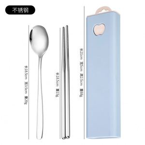 Hot Selling Student Outdoor Camping 304 Stainless Steel Cutlery Spoon Fork Chopsticks Portable 3Pcs Flatware Dinnerware Set - Product Image 3