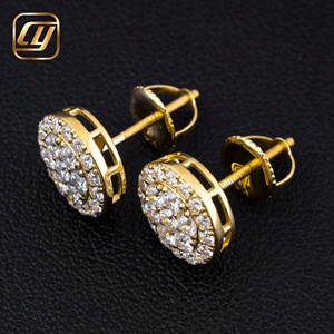 Boucles d'oreilles clous de luxe pour femme en moissanite plaqué or 18 carats, taille brillant rond, sertissage à griffes, bijoux de mariage - Product Image 2