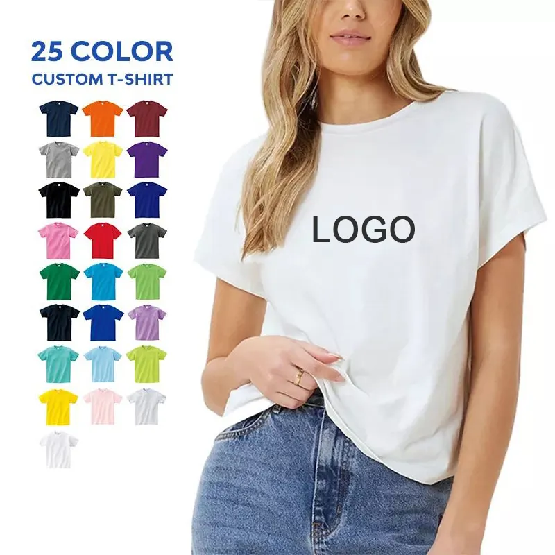 Customize Women Tshirt With Logo Custom Logo Printed Women Printing T-Shirt Custom Women's T Shirt With Logo