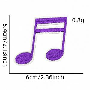 Patchs brodés 3D multicolores en forme de notes de musique, thermocollants, pour épingles à cheveux, vente en gros - Product Image 6