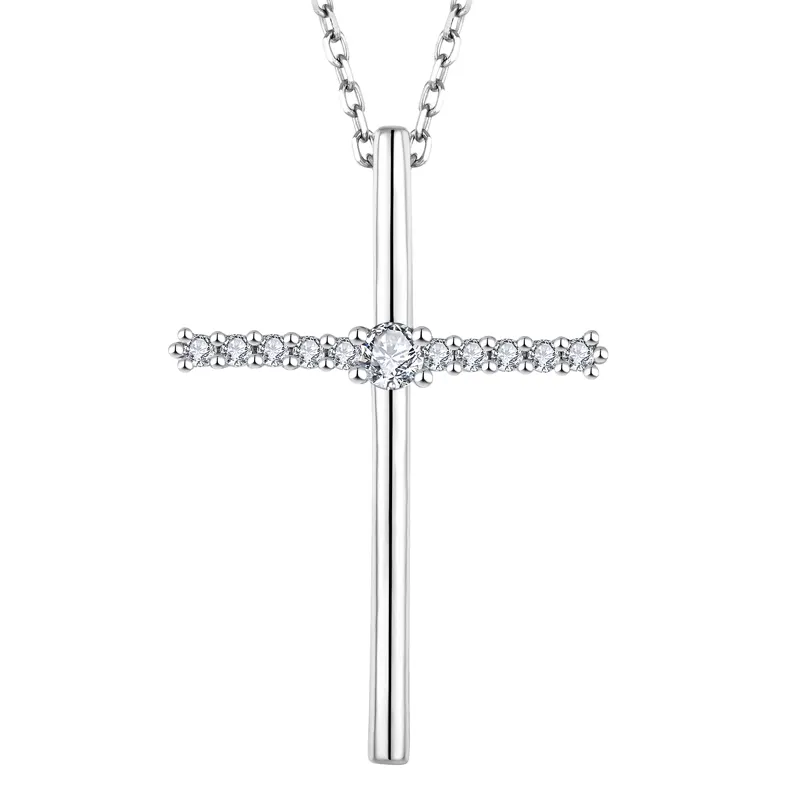 Wholesale OEM Custom Jewelry Women Latin 925 Sterling Silver Rhodium Plated Man Christian Religious Catholic Cross Pendant Stone
