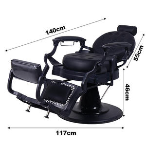 Sillón de Barbería Hidráulico Profesional, Cuero Sintético Negro, Altura Ajustable, Diseño Tradicional, Muebles de Salón - Product Image 6