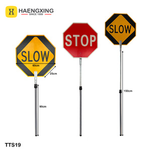 Señal de tráfico reflectante, Control de seguridad en carretera, aluminio de doble cara, Octagonal de 600mm, señal lenta de parada manual - Product Image 1