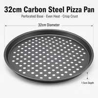 Panci Pizza Baja Karbon 32cm Terlaris, Loyang Panggang Anti Lengket Berlubang, Mudah Dilepas, Kulit Pizza Renyah, Aman untuk Mesin Cuci Piring, Langsung dari Pabrik