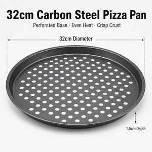 Plaque à pizza perforée antiadhésive en acier <span class=keywords><strong>au</strong></span> carbone de 32 cm, pour une croûte croustillante, facile à démouler, compatible lave-vaisselle, vente chaude, directement de l'usine - Product Image 3