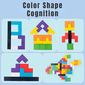 Rompecabezas 3D Colorido de Madera, Juguetes Educativos, Tangram, Juego de Matemáticas, Rompecabezas de Formas para Niños Preescolares, Juguete de Ingenio para Niños - Product Image 5