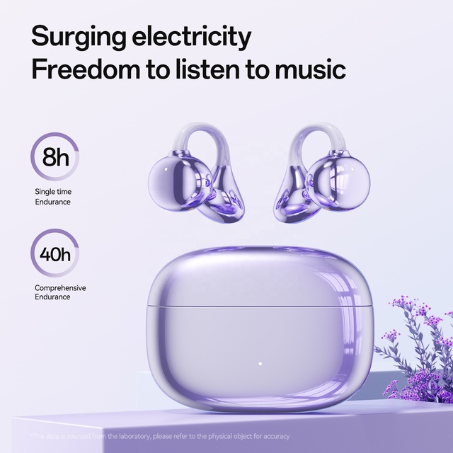 TWS OWS Clip Earbuds for 5.4 Wireless Noise Cancelling Gaming Earphones LED IPX4 Waterproof Outdoor Sports Headset