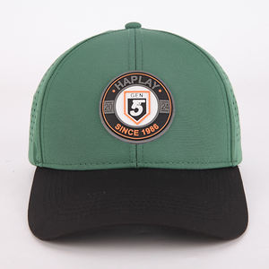 Özel erkekler kauçuk yama 6 Panel spor <span class=keywords><strong>Golf</strong></span> şapka lazer kesim delik nefes su geçirmez kamyon şoförü beyzbol şapkası - Product Image 2