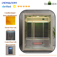 Sauna infrarouge lointain intérieur isolé et durable pour 3 personnes, lampe d'ambiance / lumière LED pour une atmosphère bien-être à spectre complet