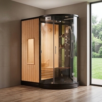 Cabine de douche vapeur moderne en acrylique Luxory Wellgems WG-U880 BLACK, équipement sanitaire de salle de bain, sauna combiné avec panneau de commande informatique