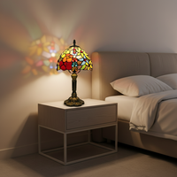 Lampe de bureau LED moderne en résine colorée avec abat-jour en verre de luxe - Lumière chaude 3000K pour la lecture au chevet, protection des yeux
