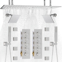 HOMEDEC Système de douche de luxe pour couples, pluie 16x32 pouces, douches latérales 6 pouces, robinets déviateurs 4 voies, robinet mural multifonction