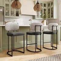 Tabourets de bar modernes à cadre en fer, dossier en tissu, siège en cuir PU, chaises de bar pour îlot de cuisine, base en métal