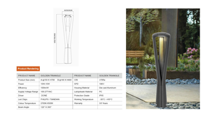 Borne lumineuse LED GOLDEN TRIANGLE pour extérieur, jardin, IP65, étanche, en aluminium moulé sous pression, éclairage paysager - Product Image 6