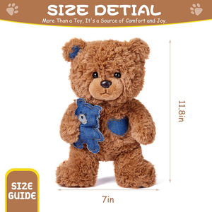 8739 Nuovo Stile Orsacchiotto di Peluche Morbido e Coccoloso Marrone con Jeans, Giocattoli di Peluche a Forma di Orso che Abbraccia, Regali di Natale per Bambini - Product Image 3