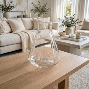 Vase de table géométrique nordique moderne en verre transparent de luxe, récipient à fleurs, décoration d'intérieur pour salon, table à manger - Product Image 1