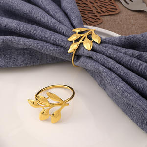 Serviette fermoir feuille rond de serviette anneau de serviette en métal de haute qualité hôtel rond de serviette - Product Image 2