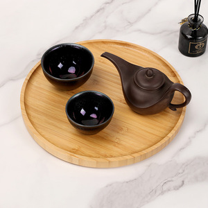 Bamboo <b>Tea</b> <b>Tray</b> Round 26.8Cm Natural Material For Dry <b>Tea</b> Brewing Residential Use - Product Image 2